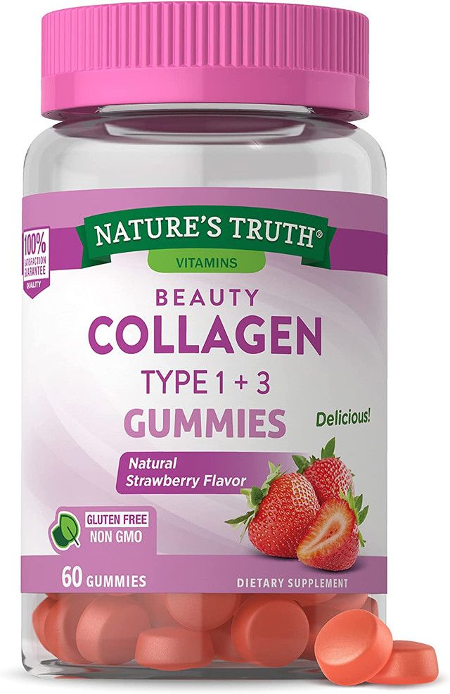 Nature's Truth Beauty Collagen Gummies | 60 Count Type 1 and 3 | Natural Strawberry Flavor | Non-GMO, Gluten Collagen Peptide Supplement