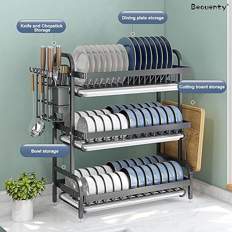 HEAVY DUTY HIGH QUALITY 3 TIER  CARBON STEEL DISH  RACK