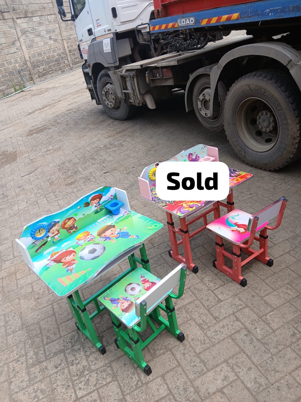 ADJUSTABLE KIDS STUDY DESK AND CHAIR SET– CARTOON THEME WITH STORAGE