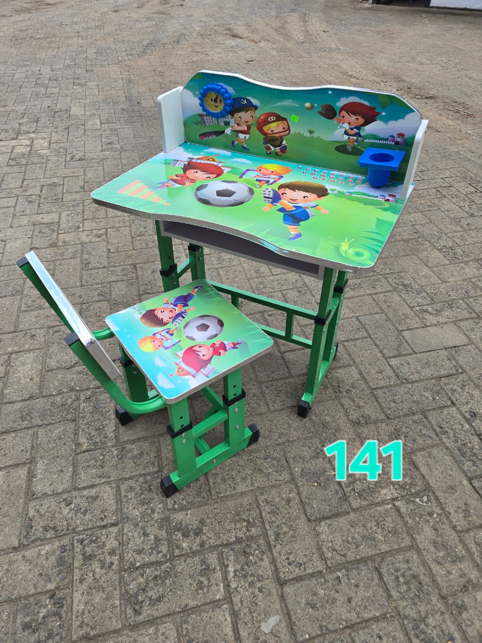 ADJUSTABLE KIDS STUDY DESK AND CHAIR SET– CARTOON THEME WITH STORAGE