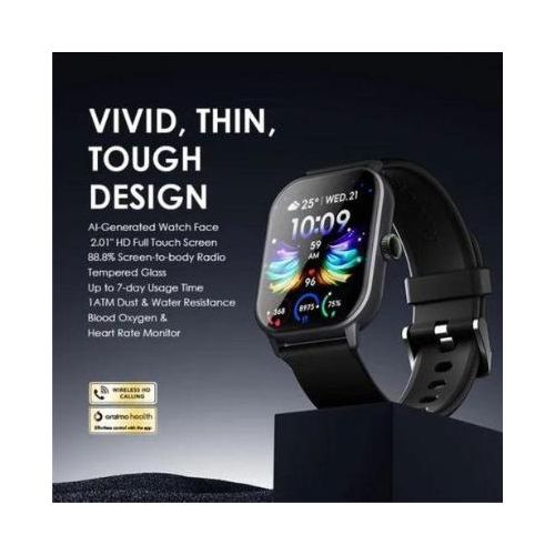 Oraimo 5 2.01" HD Panda Glass 1ATM Smart Watch 300mAh Battery 7-Day Usage Time Scratch-resistant More Durable Wireless HD Calling All-day Health Monitoring 1ATM Water-resistant Smartwatch