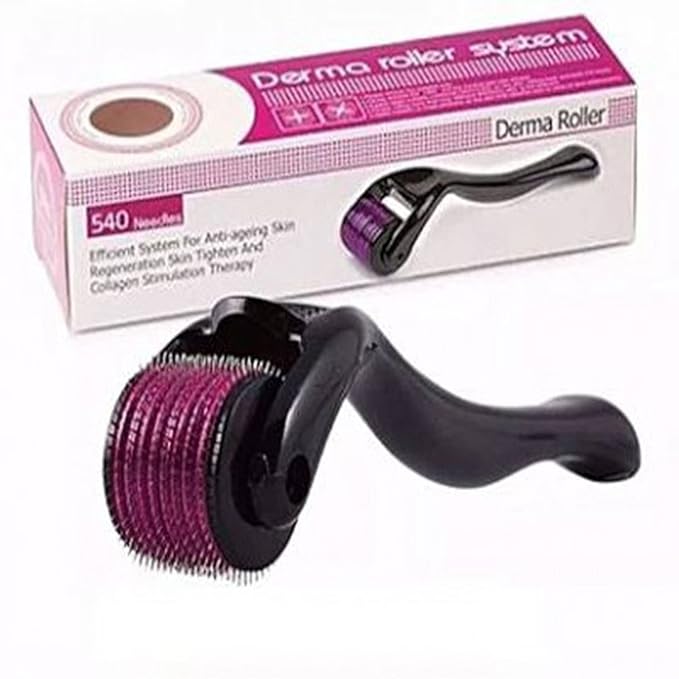 Derma Roller 0.5mm For Beard & Hair Growth, Anti Aging & Skin Rejuvenation, Boosts Minoxidil Absorption – Microneedling Dermaroller For Thicker Hair, Clearer Skin & Collagen Boost