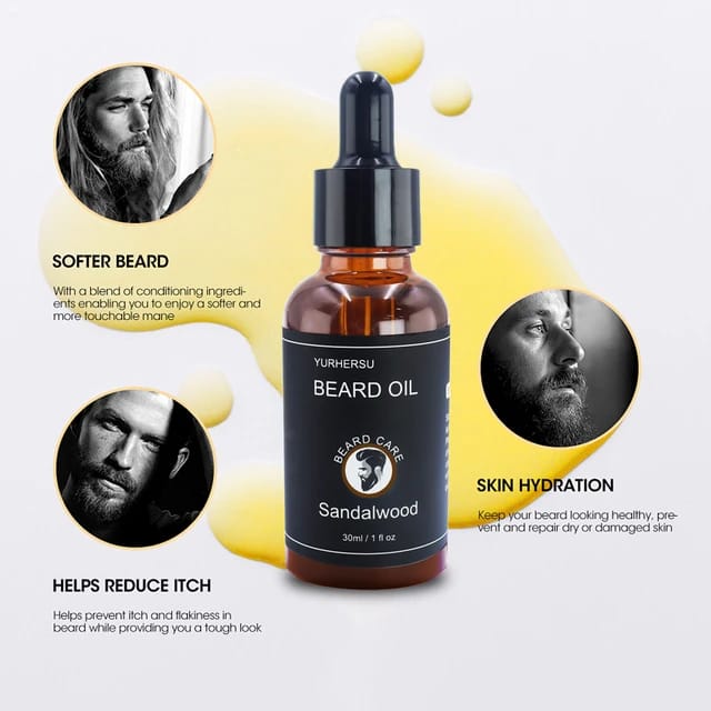 Beard Growth Oil – Grows, Moisturizes, Softens & Thickens Beard & Moustache – Natural Oils For Stronger, Healthier Facial Hair - Pairs Well With Derma Roller & Minoxidil