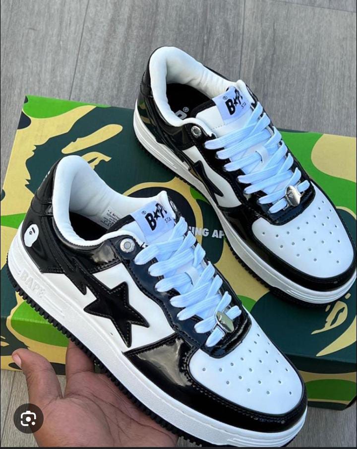 Cool Bapesta Airforce 1 Black/White Unisex women and Men's Women's Shoes Sneakers