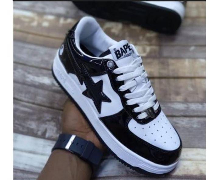 Cool Bapesta Airforce 1 Black/White Unisex women and Men's Women's Shoes Sneakers