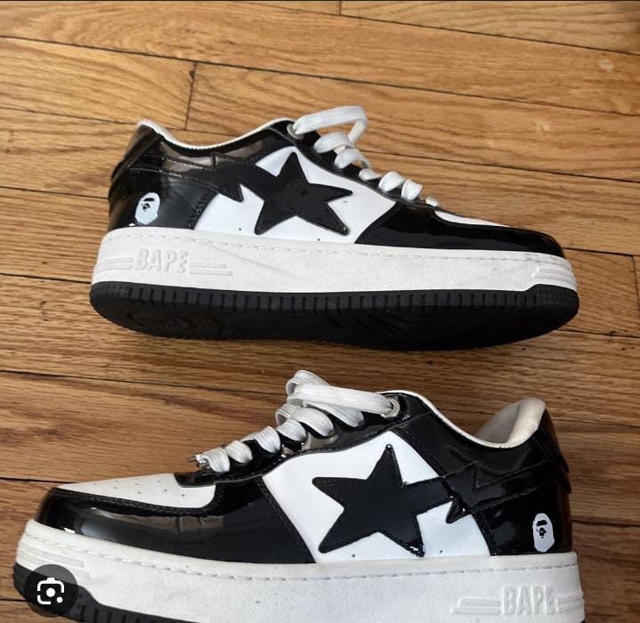 Cool Bapesta Airforce 1 Black/White Unisex women and Men's Women's Shoes Sneakers