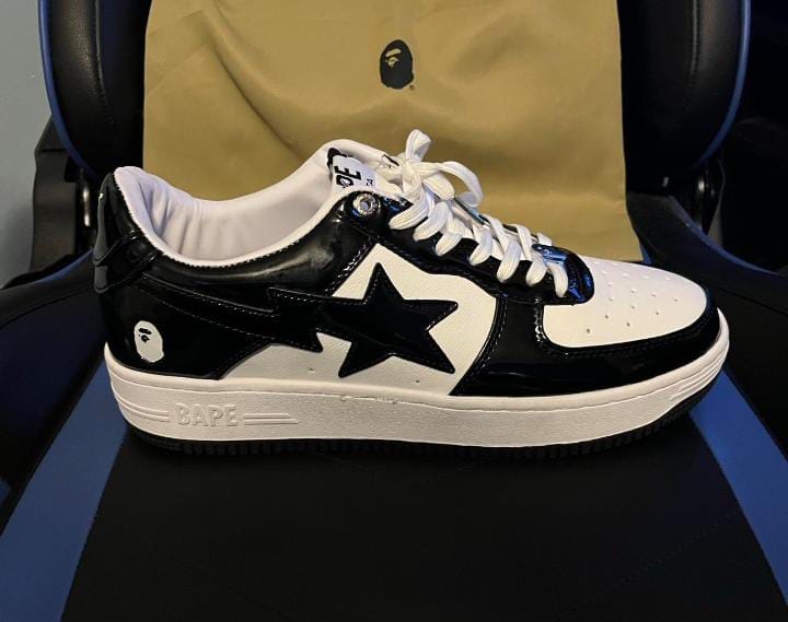 Cool Bapesta Airforce 1 Black/White Unisex women and Men's Women's Shoes Sneakers