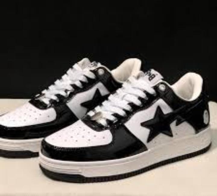 Cool Bapesta Airforce 1 Black/White Unisex women and Men's Women's Shoes Sneakers