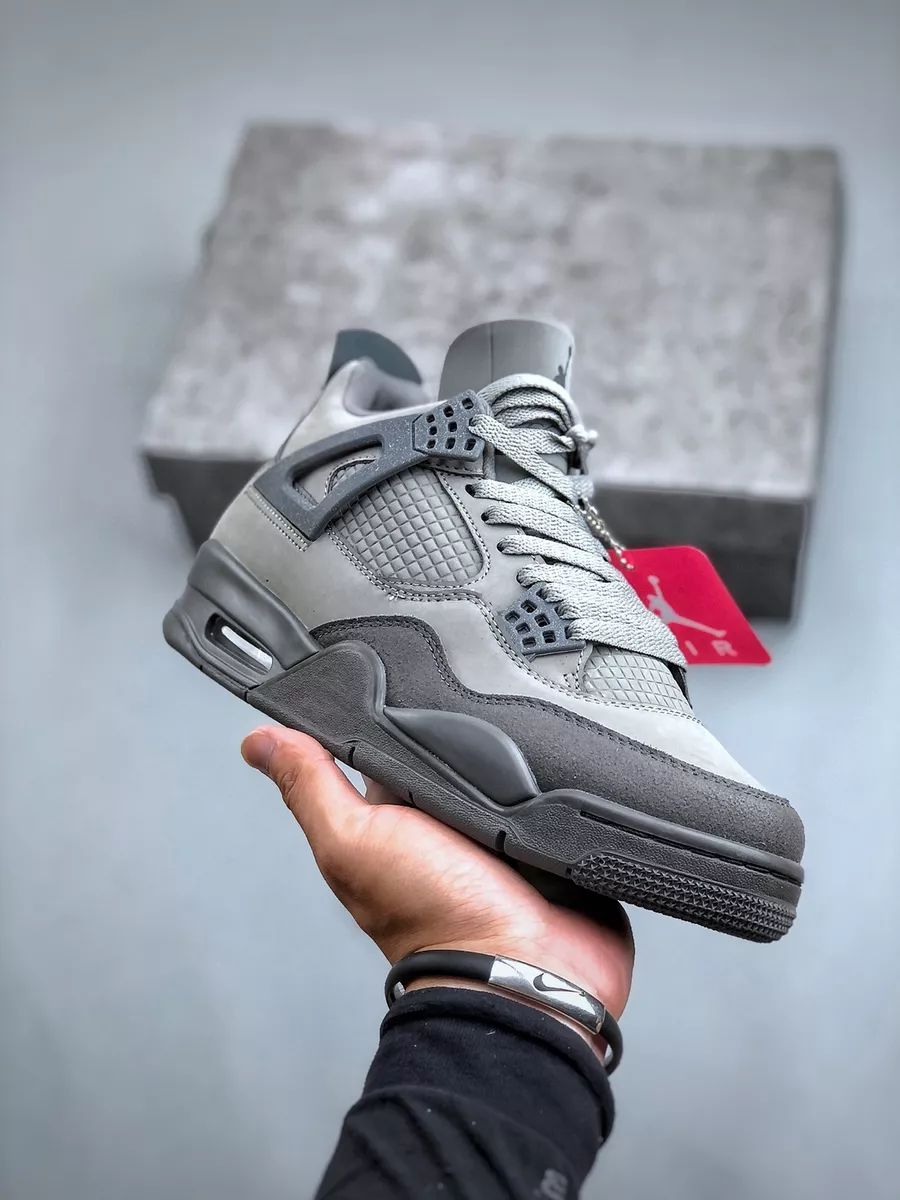 Original Air Jordan 4 WET CEMENT Sneakers; Best Quality Authentic Unisex Breathable Shoes J4 Sneakers