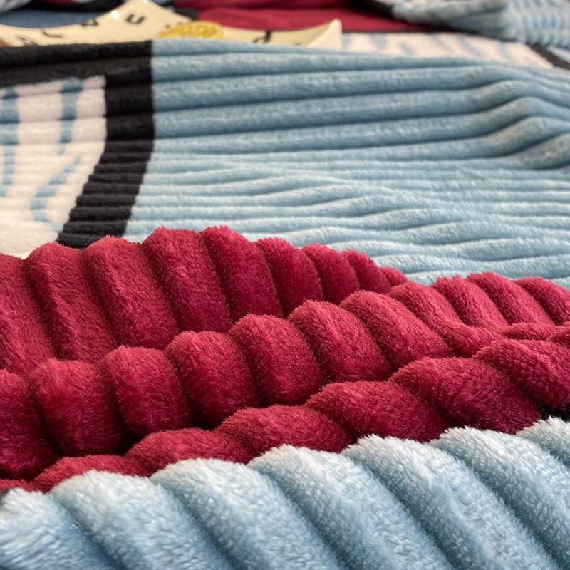 Flannel blanket, magic velvet printed geometric square grid, thickened office and leisure blanket, air conditioning grid, home blanket,1pc blanket