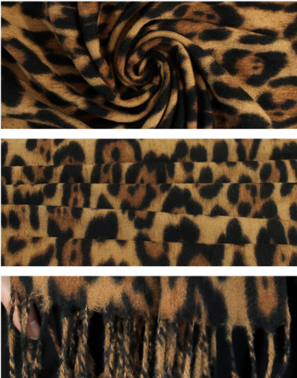 New leopard print scarf for autumn and winter, women's warm and versatile scarf, comfortable and fashionable imitation cashmere shawl