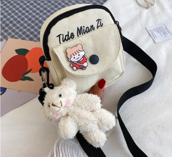 Canvas bag new crossbody bag cute student backpack trendy versatile Harajuku shoulder bag without any accessories