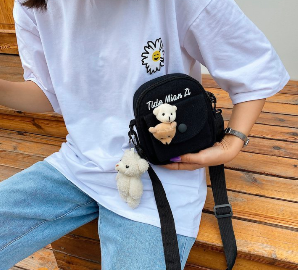 Canvas bag new crossbody bag cute student backpack trendy versatile Harajuku shoulder bag without any accessories