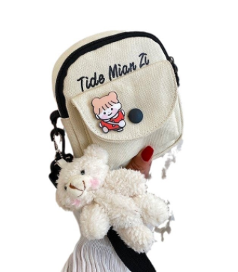 Canvas bag new crossbody bag cute student backpack trendy versatile Harajuku shoulder bag without any accessories