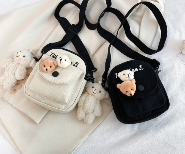 Canvas bag new crossbody bag cute student backpack trendy versatile Harajuku shoulder bag without any accessories