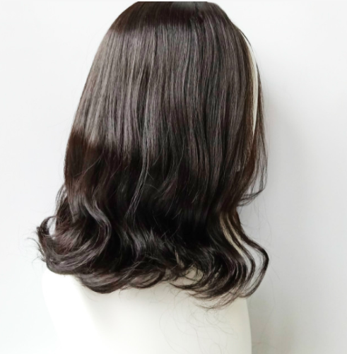 Wig, women's medium long hairstyle, split bangs, long curly hair, mechanism synthetic headband