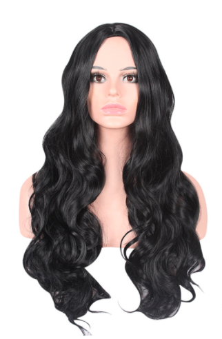 Medium length female full head curly wig, red purple wool roll mechanism synthetic hair wig, long style