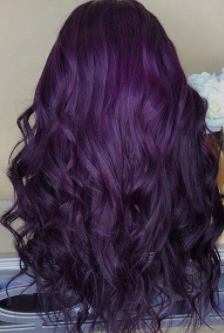 Medium length female full head curly wig, red purple wool roll mechanism synthetic hair wig, long style