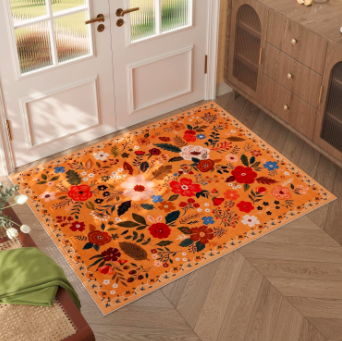 Flower floor mat, bathroom absorbent and dirt resistant foot mat, entrance door of the foyer, wear-resistant and easy to maintain door mat