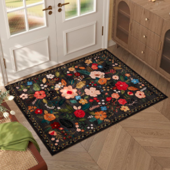 Flower floor mat, bathroom absorbent and dirt resistant foot mat, entrance door of the foyer, wear-resistant and easy to maintain door mat