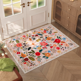 Flower floor mat, bathroom absorbent and dirt resistant foot mat, entrance door of the foyer, wear-resistant and easy to maintain door mat