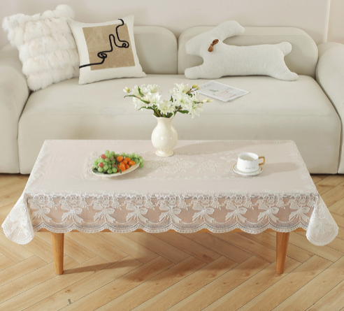 New waterproof, oil proof, and heat-resistant tea table tablecloth, non washable rectangular dining table cloth, suitable for home living room light luxury, new wallpaper,90*140cm