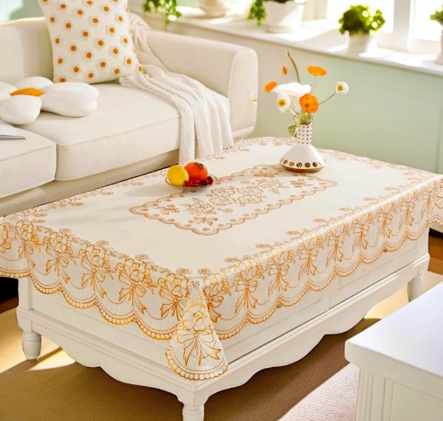 New waterproof, oil proof, and heat-resistant tea table tablecloth, non washable rectangular dining table cloth, suitable for home living room light luxury, new wallpaper,90*140cm