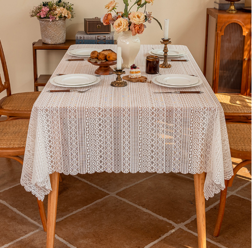 French countryside lace tablecloth, dust-proof decorative table cloth, decorative rectangular coffee table cloth for household use