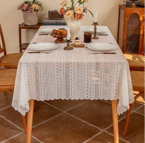 French countryside lace tablecloth, dust-proof decorative table cloth, decorative rectangular coffee table cloth for household use