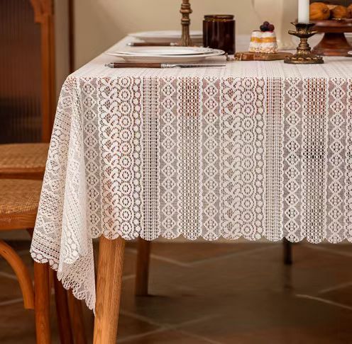 French countryside lace tablecloth, dust-proof decorative table cloth, decorative rectangular coffee table cloth for household use