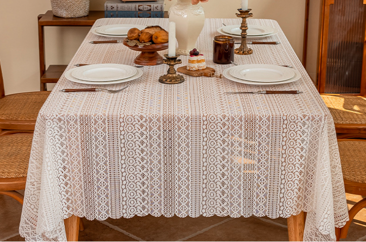 French countryside lace tablecloth, dust-proof decorative table cloth, decorative rectangular coffee table cloth for household use