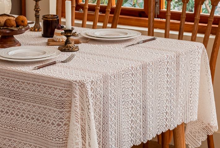 French countryside lace tablecloth, dust-proof decorative table cloth, decorative rectangular coffee table cloth for household use
