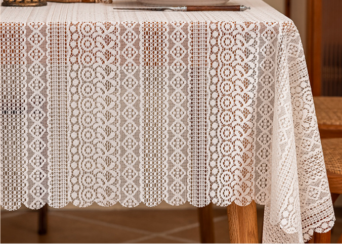French countryside lace tablecloth, dust-proof decorative table cloth, decorative rectangular coffee table cloth for household use