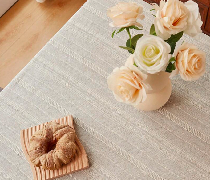 European classical cotton and linen tablecloth with lines and tassels, creating an atmosphere for dining tablecloths, dust-proof decorative cloths, living room coffee table covers