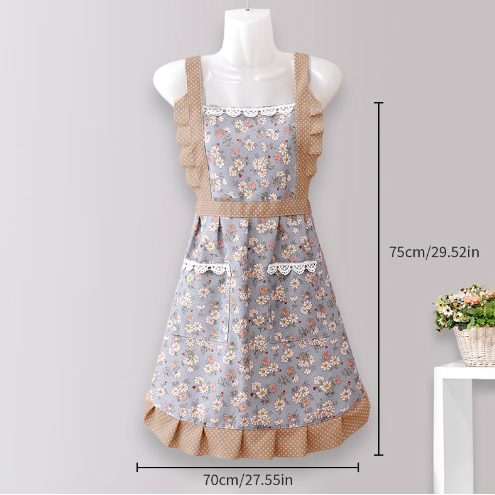 Princess apron with pocket and back buckle, suitable for home kitchen, oil resistant fabric, catering, waist and waist bib,70*75cm