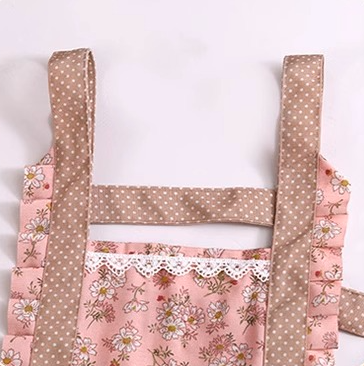 Princess apron with pocket and back buckle, suitable for home kitchen, oil resistant fabric, catering, waist and waist bib,70*75cm