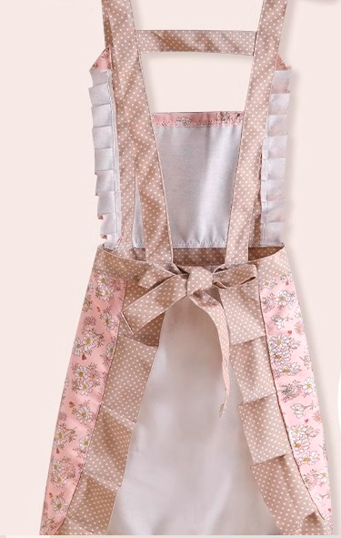 Princess apron with pocket and back buckle, suitable for home kitchen, oil resistant fabric, catering, waist and waist bib,70*75cm