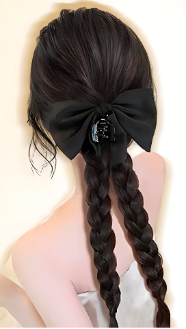 Wig ponytail bow braid, female lazy grab ponytail, natural double Fried Dough Twists braid ponytail