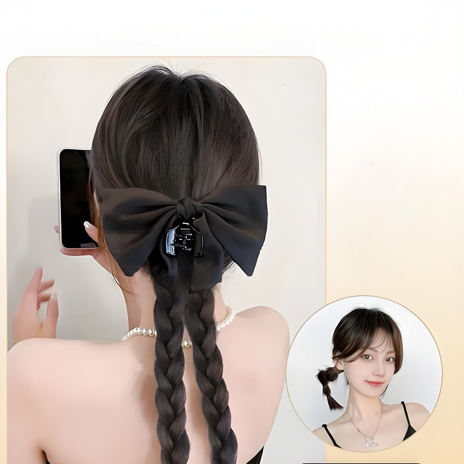Wig ponytail bow braid, female lazy grab ponytail, natural double Fried Dough Twists braid ponytail