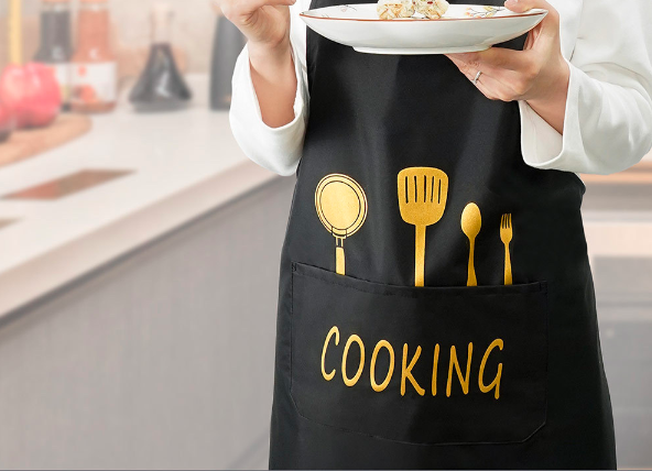 Knife and fork apron, kitchen and household cooking, super waterproof and oil resistant PVC apron for men and women，1pc