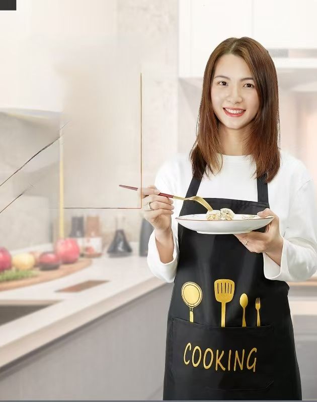 Knife and fork apron, kitchen and household cooking, super waterproof and oil resistant PVC apron for men and women，1pc