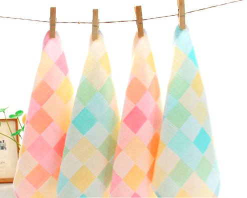 Small towel made of pure cotton, children's kindergarten hand towel, double-layer gauze, 2pcs