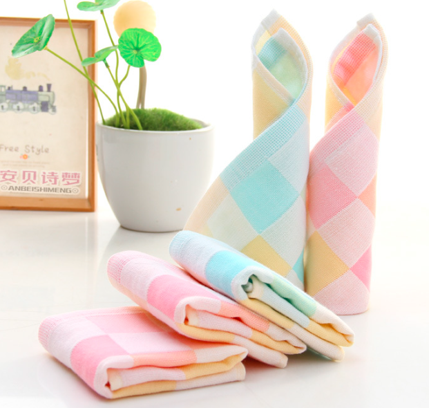 Small towel made of pure cotton, children's kindergarten hand towel, double-layer gauze, 2pcs