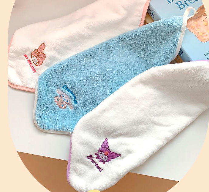 5pcs coral fleece children's square scarves, cartoon embroidery, skin friendly and absorbent, can be hung as towels, children's handkerchiefs, hand towels, face towels