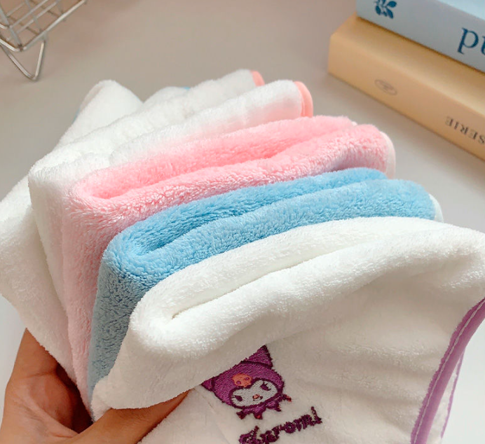 5pcs coral fleece children's square scarves, cartoon embroidery, skin friendly and absorbent, can be hung as towels, children's handkerchiefs, hand towels, face towels
