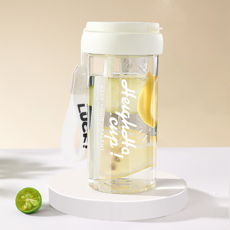 Flower tea cup, plastic cup, student portable cup, travel cup, household cup，1pc