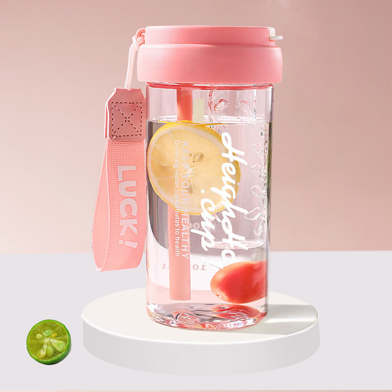 Flower tea cup, plastic cup, student portable cup, travel cup, household cup，1pc