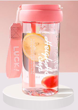 Flower tea cup, plastic cup, student portable cup, travel cup, household cup，1pc