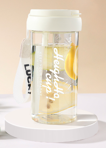 Flower tea cup, plastic cup, student portable cup, travel cup, household cup，1pc