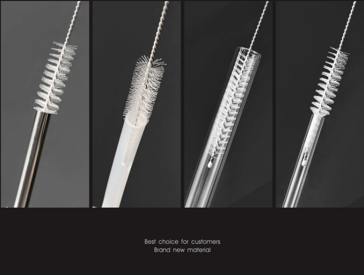 3pcs/set，Clean the inner wall of the straw, teapot spout brush, pipe brush, transparent test tube brush with hanging hole, water kettle cup straw brush